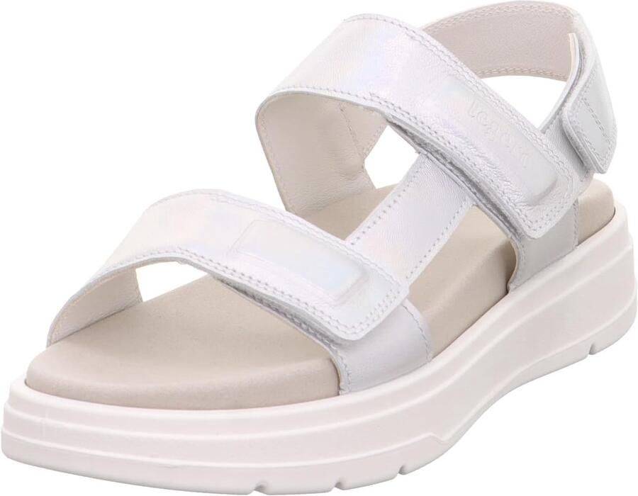 Comfortabele Dames Sandalen Leer Zilver Metallic
