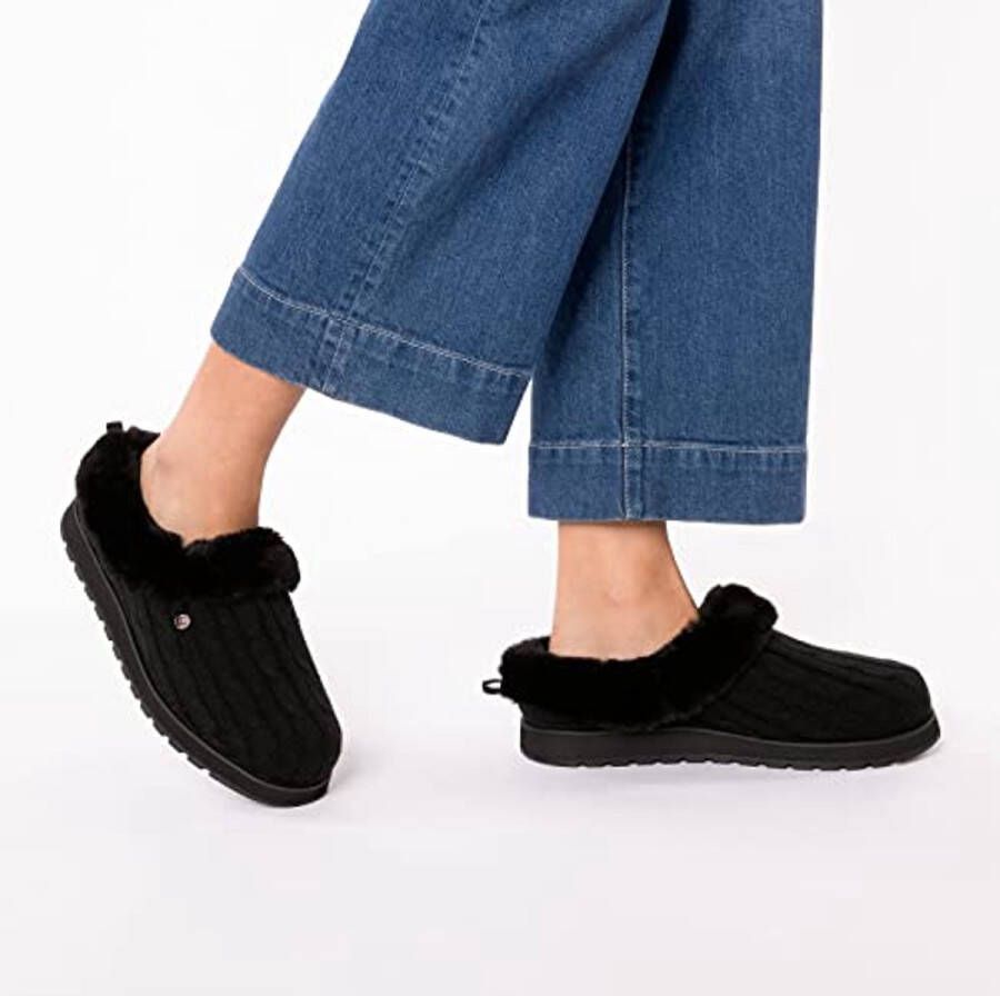 Comfortabele Dames Slipper met Imitatiebont en Memory Foam Voetbed