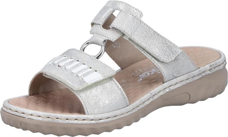 Dames Slippers Zilver met Klittenband Lus en Comfort Zachte Zool
