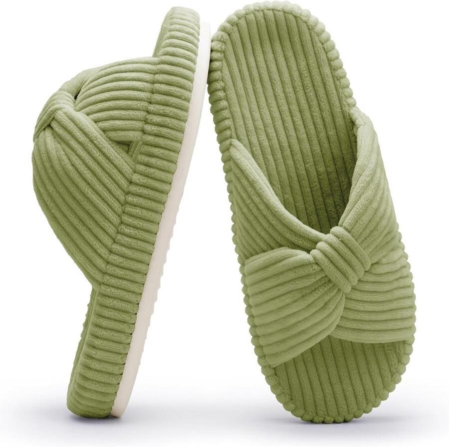 Comfortabele Dames Slippers met Memory Foam en Strikdetail Warm Huis- en Slaapkamer Slipper