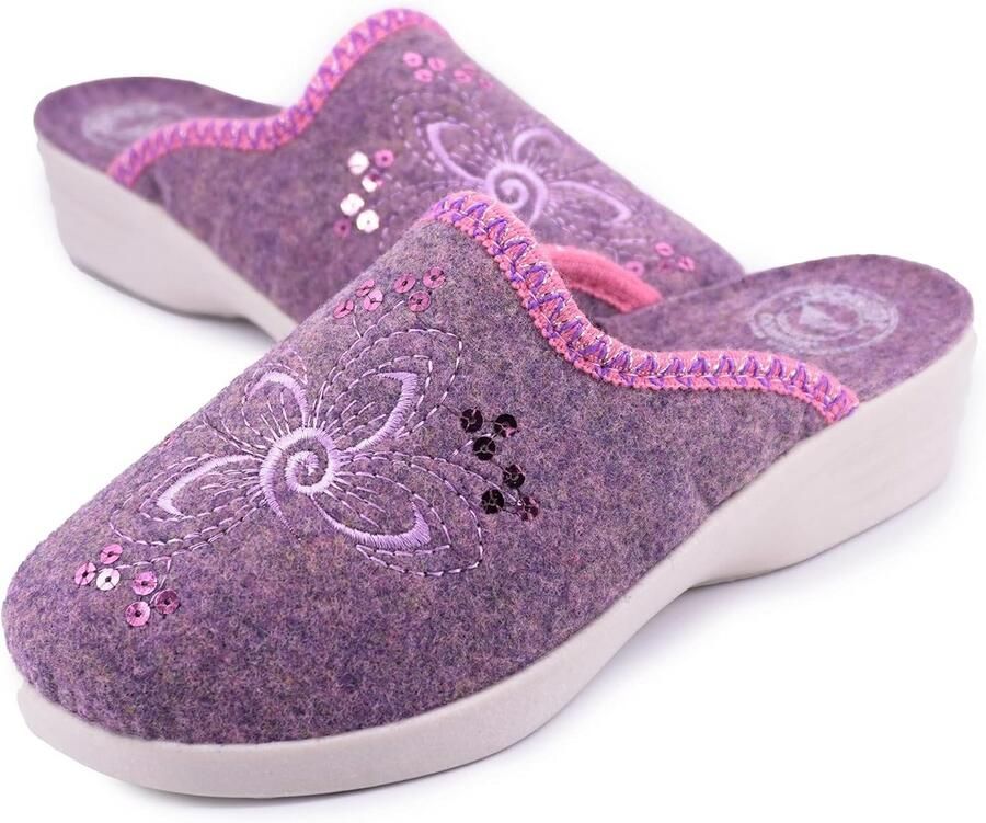 Comfortabele Dames Sloffen met Glanzende Vlinderdetails en Lage Sleehak Italiaans Design