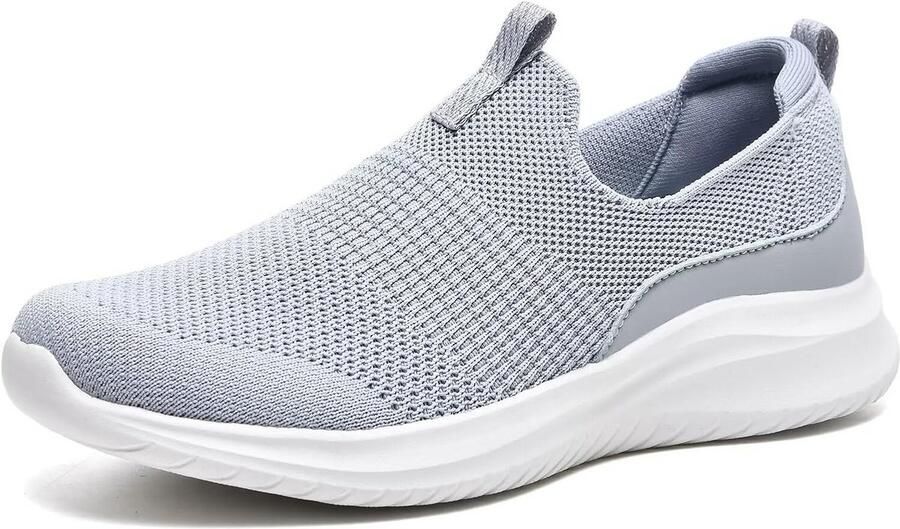 Dames Wedloop Sneakers Lichtgrijs Ademend Mesh Slip-On Comfortabele Sportschoenen