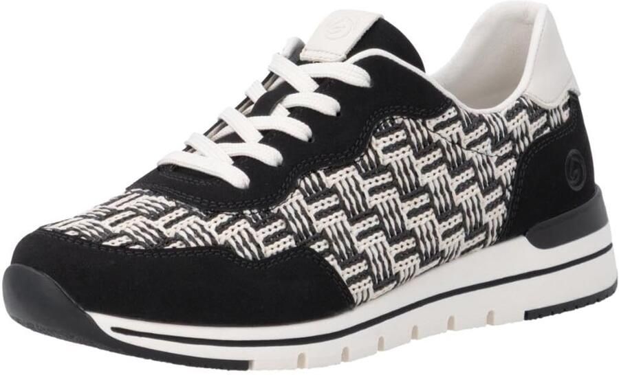 Comfortabele Dames Sneakers Zwart Wit Vetersluiting Vegan