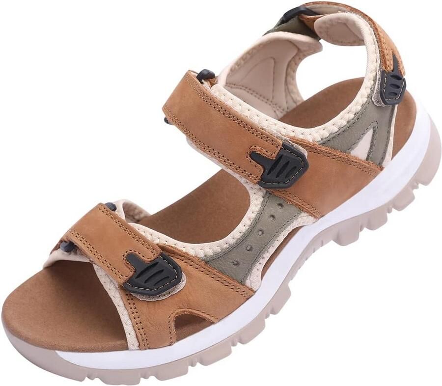 Comfortabele Dames Sportsandalen Leer Ademend en Antislip voor Zomerwandelingen