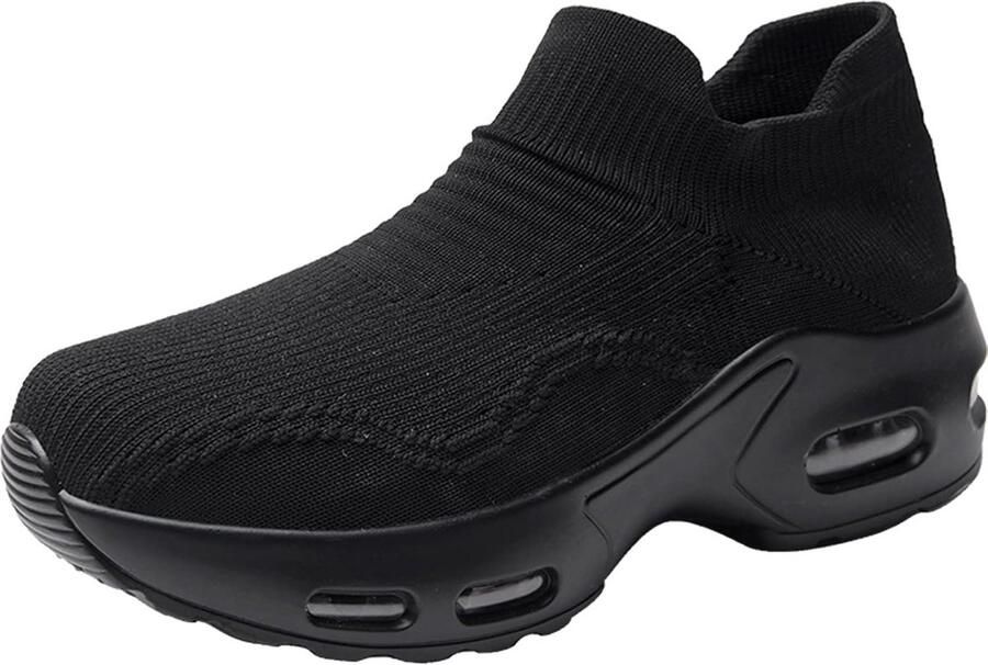 Comfortabele Dames Sportschoenen met Zwarte Bogondersteuning voor Hardlopen en Wandelen