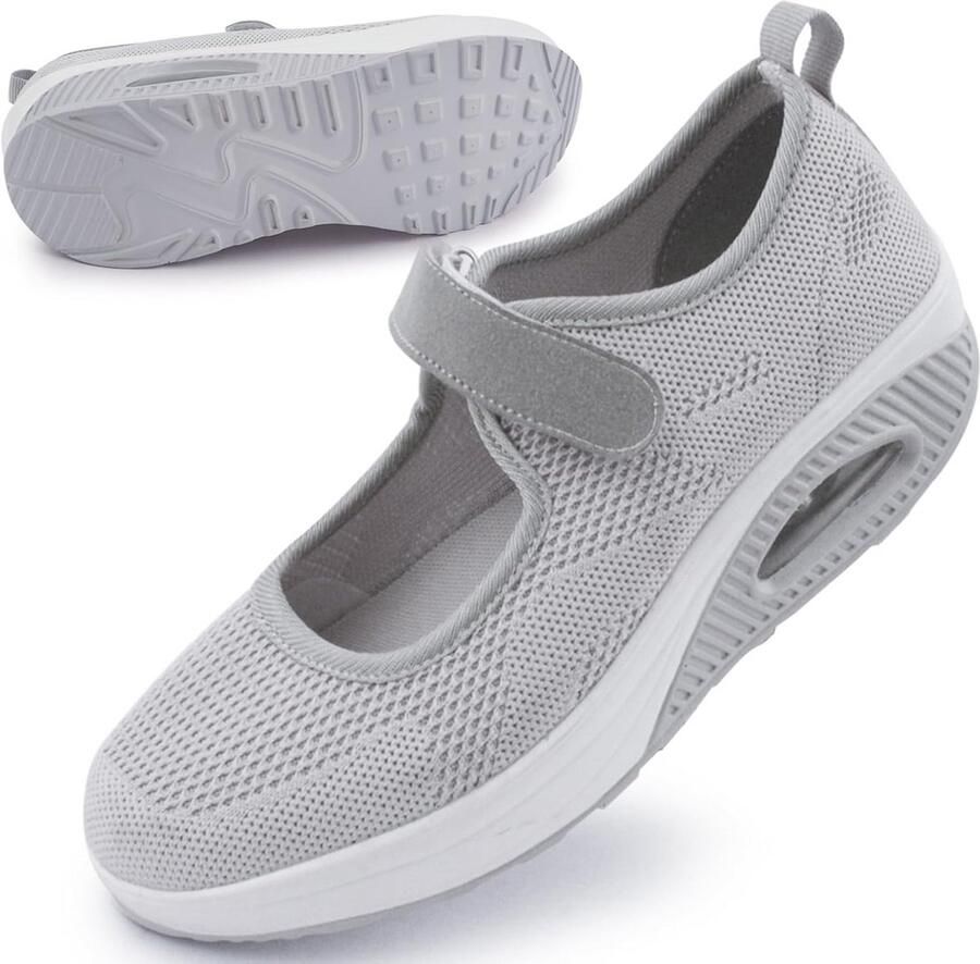 Comfortabele Dames Wandelschoenen met Klittenband Ademend en Lichtgewicht met Traagschuim