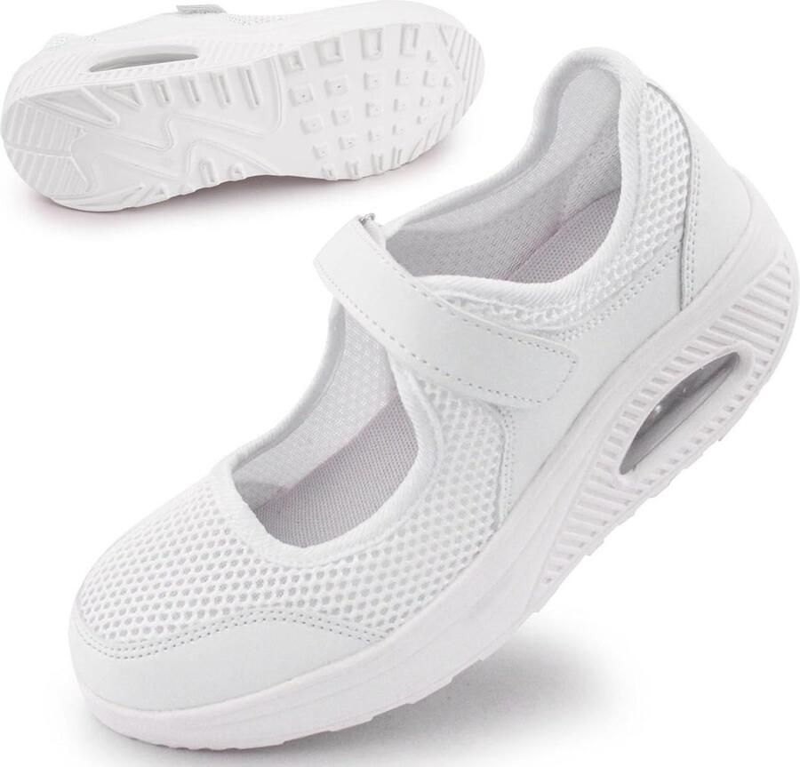 Comfortabele Dames Wandelschoenen met Klittenband Lichtgewicht & Ademend