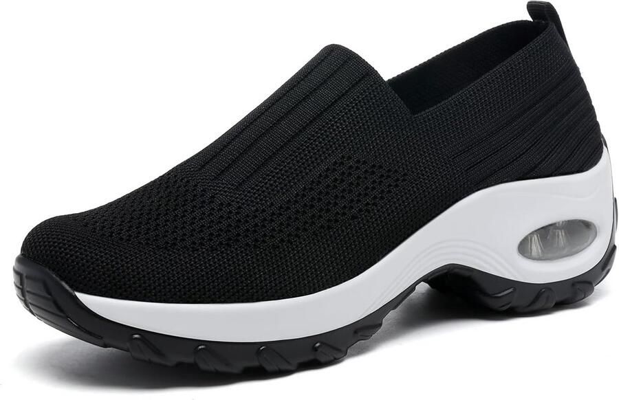 Comfortabele Dames Wandelschoenen met Luchtkussen Ademende Slip-On Sneakers met Dikke Zool