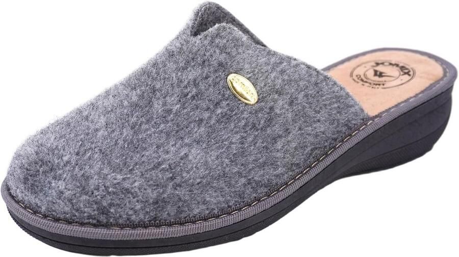 Comfortabele Dames Winterslippers met Vilten Bovenkant Anatomische Muiltjes met Sleehak