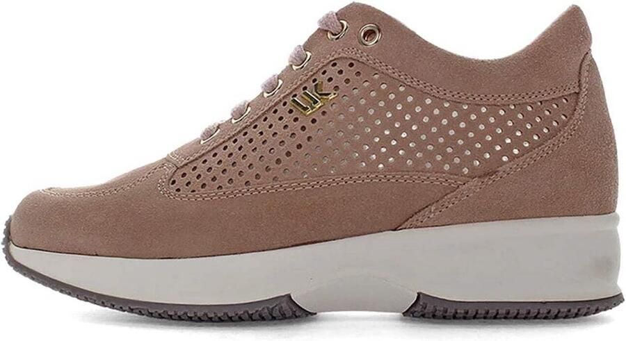 Comfortabele damessneakers van suède met veters en verborgen sleehak