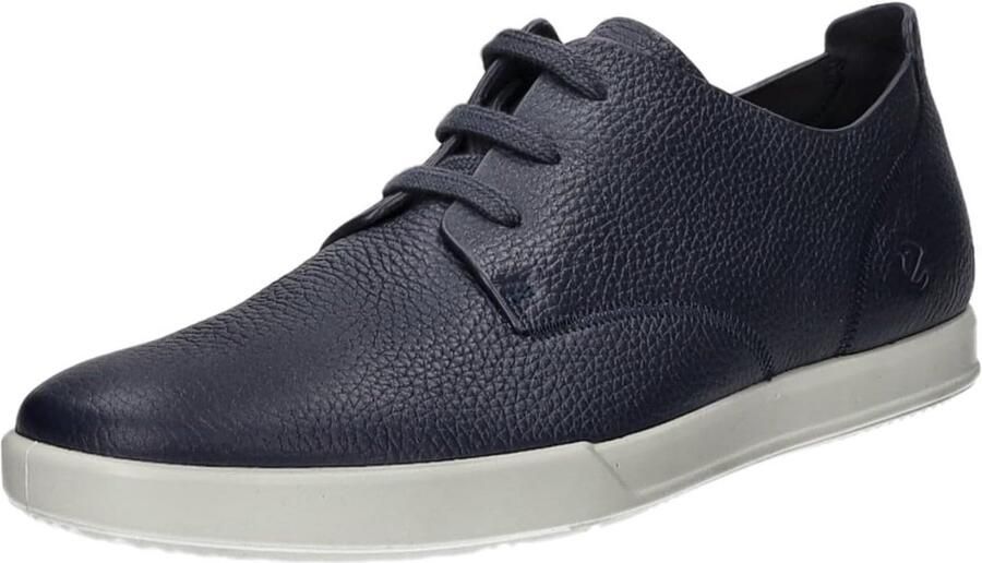 Comfortabele Donkerblauwe Leren Derby met Vetersluiting