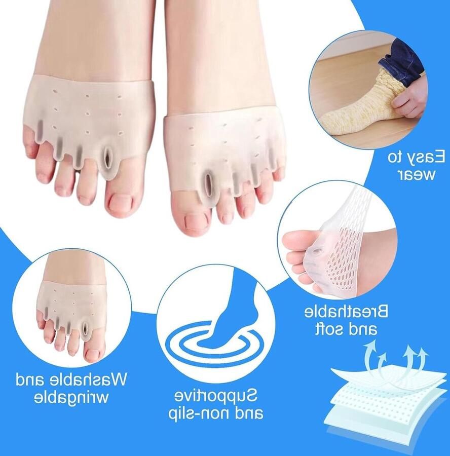 Comfortabele en ade de teenslippers van siliconen 4 paar herbruikbare slippers voor tenenontspanning en correctie