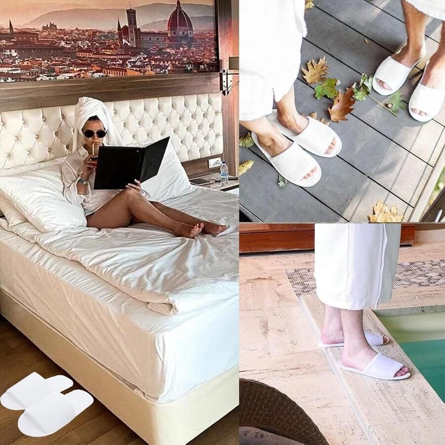 Comfortabele en ade de wegwerpslippers van premium terry stof 5 paar antislip slippers voor thuis en hotels