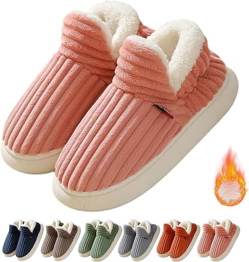 Comfortabele en elegante winterpantoffels gemaakt van zacht en warm suède unisex roze