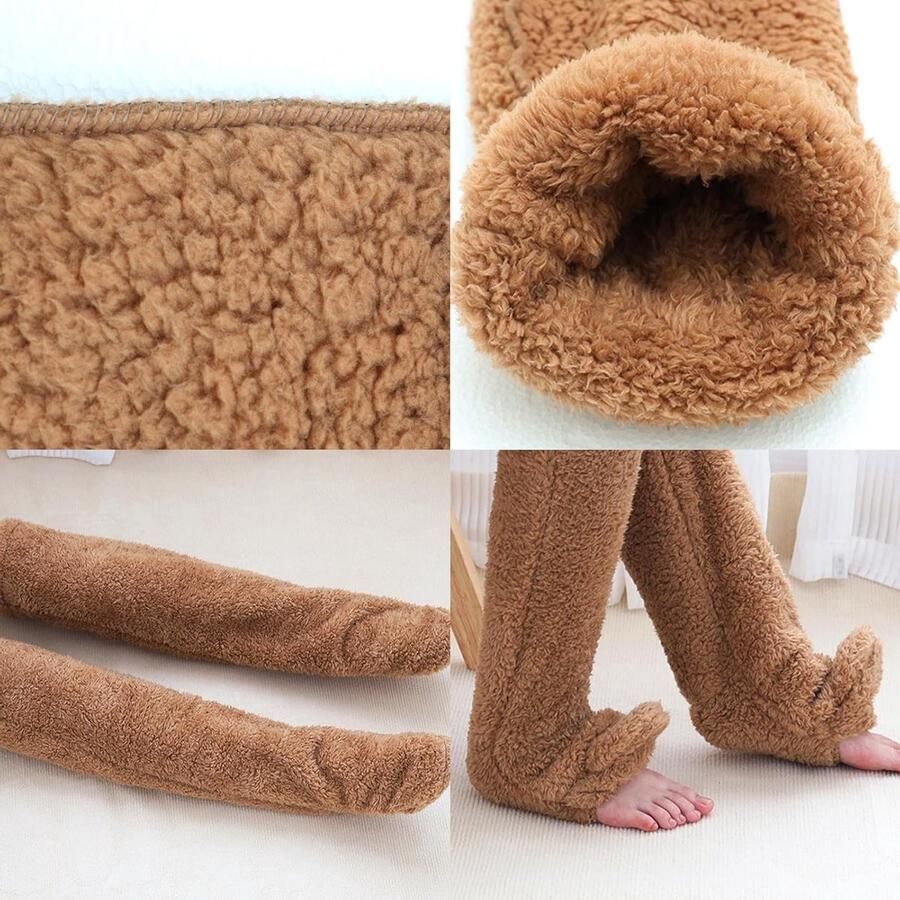 Comfortabele en Schattige Sokken Slippers voor Dames Warme Kniekousen en Beenwarmers (1 Paar Bruin One Size)