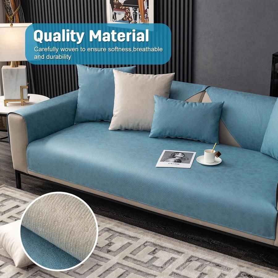Bankhoes waterafstotende minimalistische bankhoezen voor honden kat huisdiervriendelijke elastische meubels zachte beschermer bankhoezen antislip 70* baby blauw