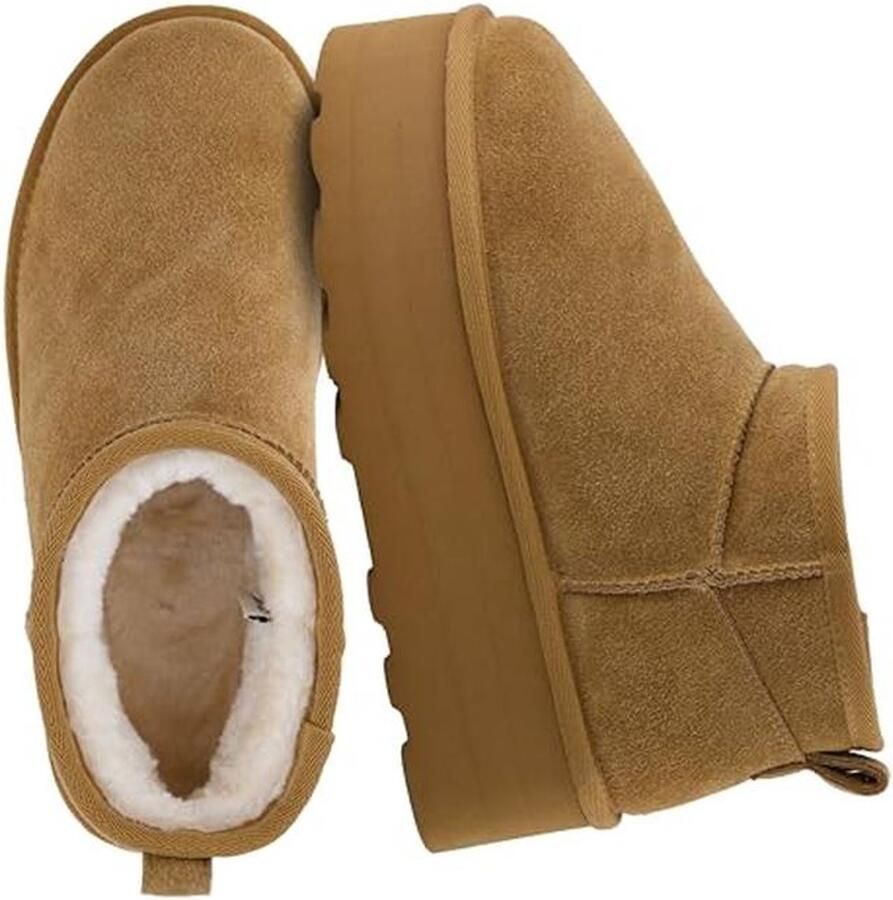Dames hippie suède pull on platform laars met Memory Foam