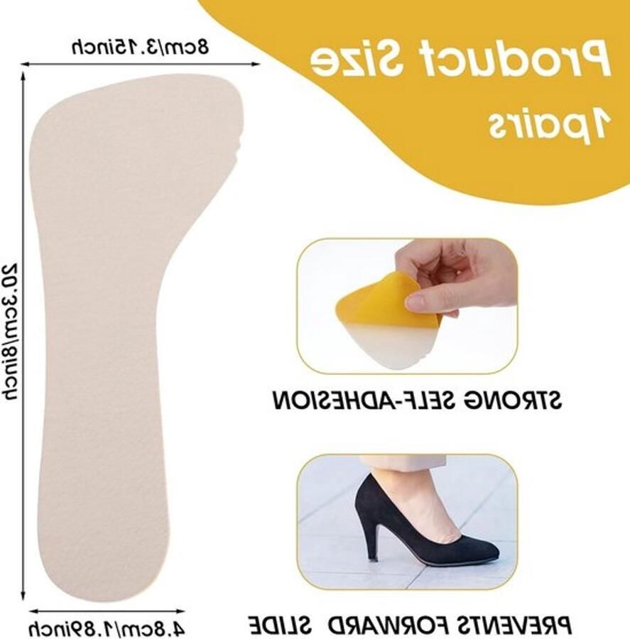 Comfortabele en Zelfklevende Antislip Inlegzolen voor Dames Ideaal voor Hakken en Sandalen