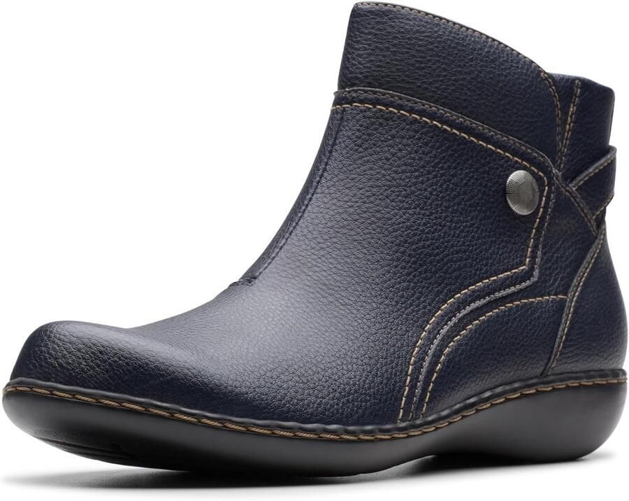 Comfortabele dames enkellaarsjes marineblauw breedte Enkellaars