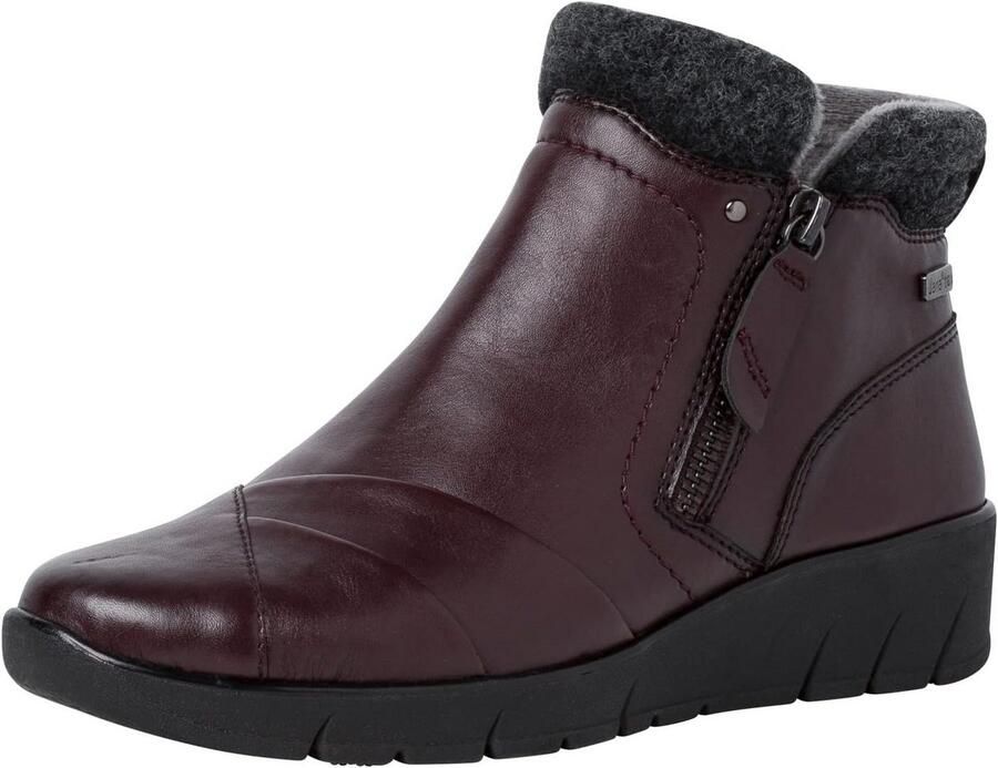 Comfortabele Enkellaarsjes Dames Merlot Warm Gevoerd en Waterafstotend