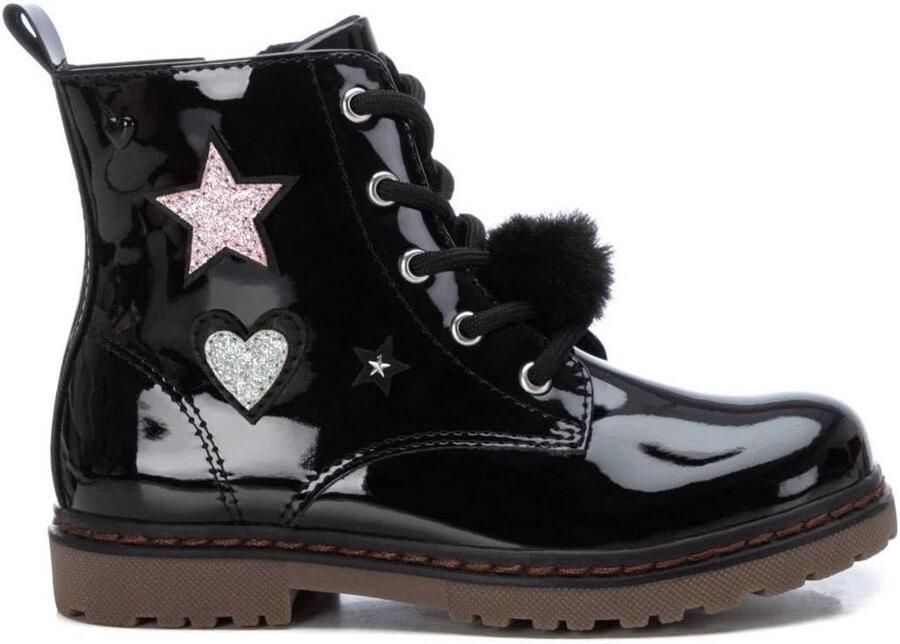 Comfortabele Enkellaarsjes voor Meisjes Laklook Glitter & Pompon Detail