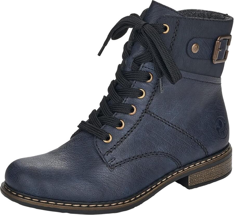 Comfortabele Dames Enkellaarzen met Rits en Veters Oceanblauw