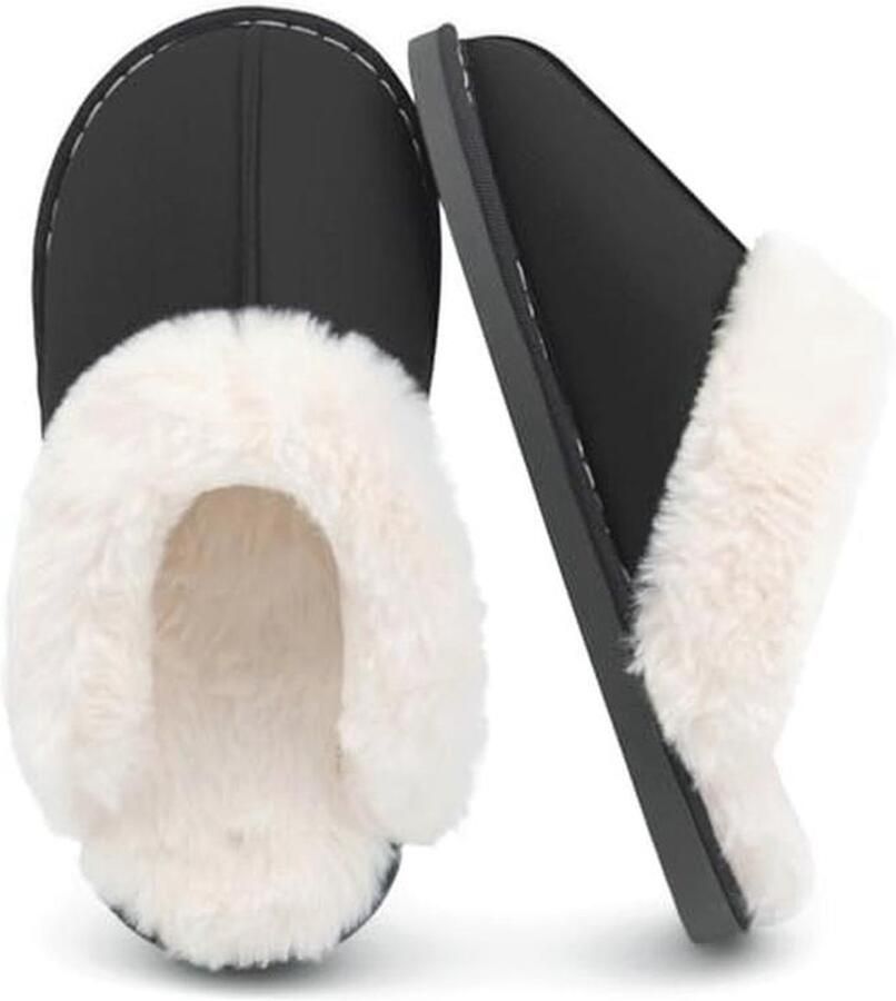 Comfortabele Faux Fur Gevoerde Suède Huis Slippers voor en