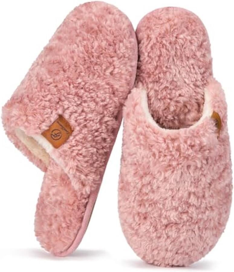 Comfortabele Fluffy Faux Alpine Shearling Geheugen Voetbed Slippers voor Vrouwen