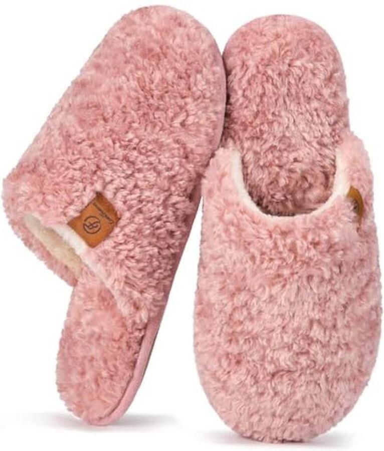 Comfortabele Fluffy Faux Alpine Shearling Geheugen Voetbed Slippers voor Vrouwen
