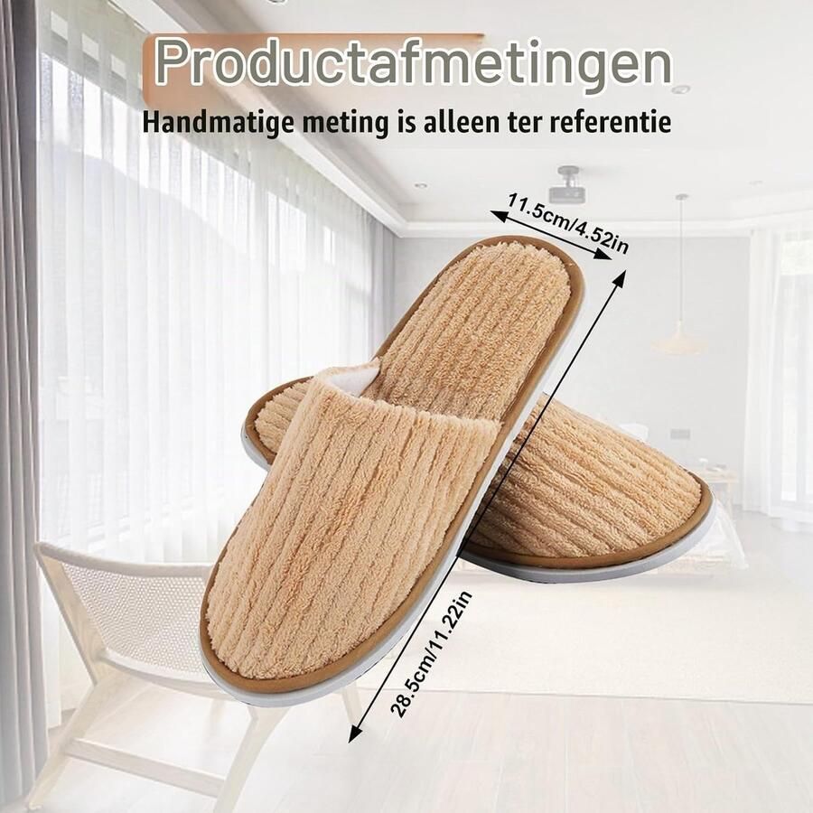 Comfortabele Slippers voor Gasten 6 Paar Wasbare Antislip Huisslippers van Katoen voor Hotel en Thuisgebruik Universele x