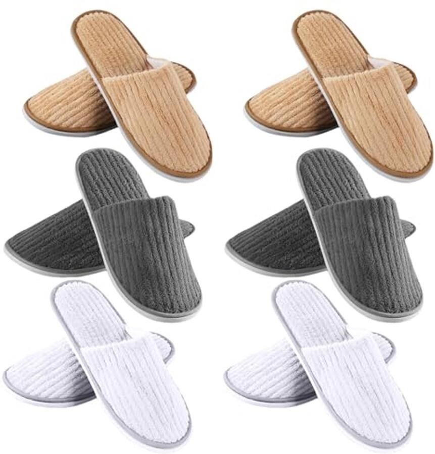 Comfortabele gastenpantoffels voor hotels en spa's 6 paar wasbare antislip slippers