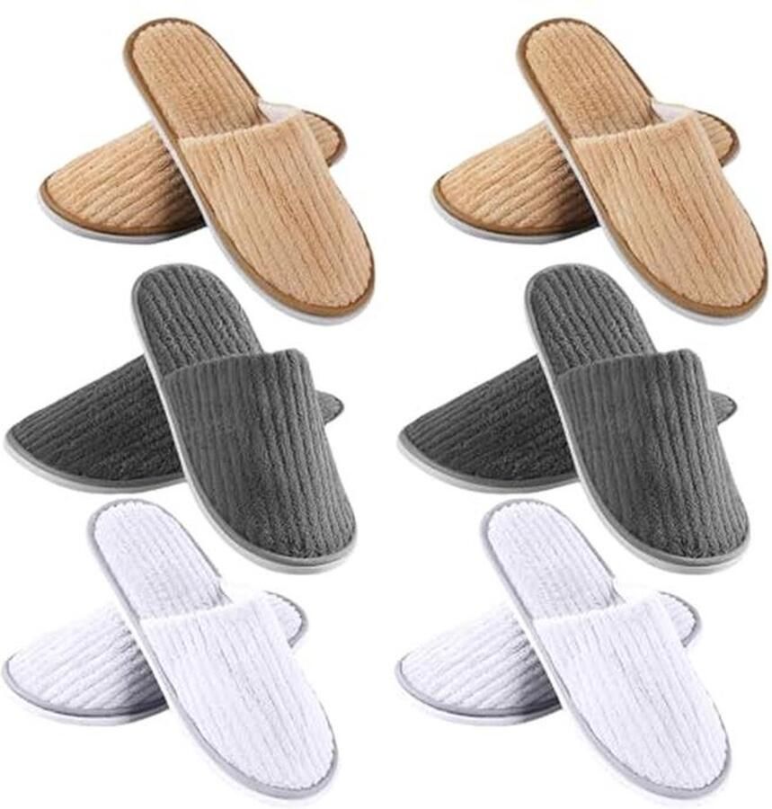 Comfortabele gastenpantoffels voor hotels en spa's 6 paar wasbare antislip slippers