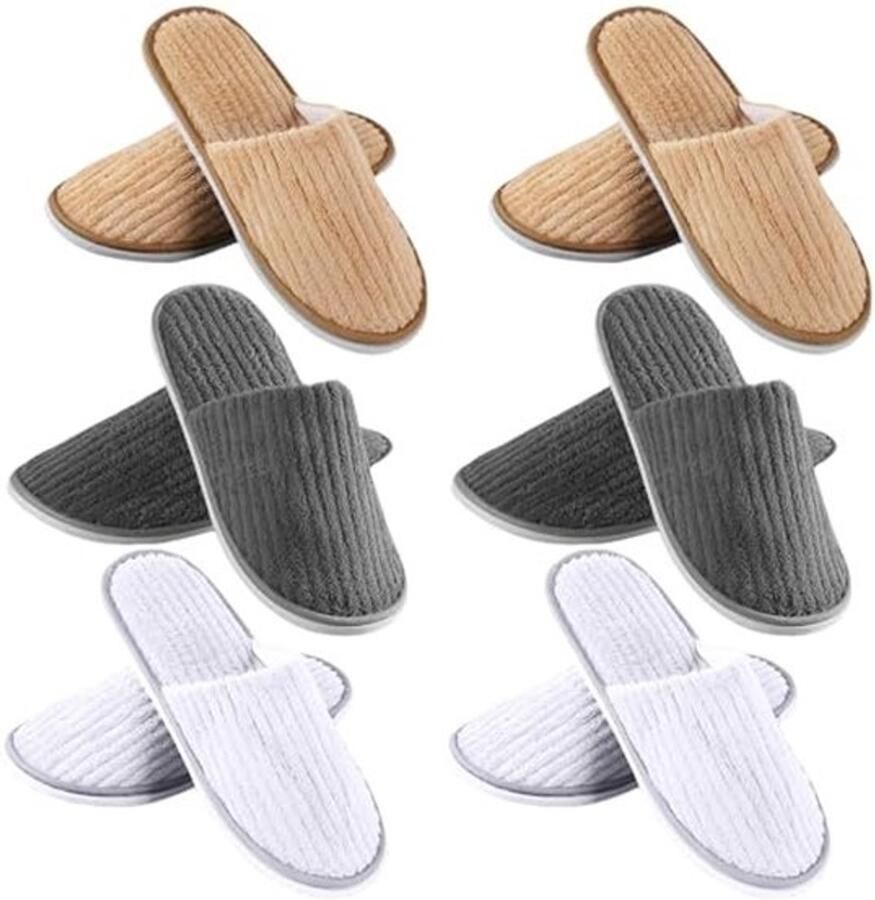 Comfortabele gastenpantoffels voor hotels en spa's 6 paar wasbare antislip slippers