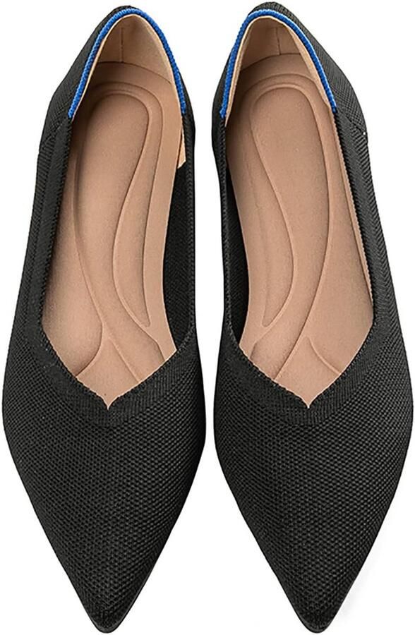 Comfortabele Gebreide Ballerina's met Puntige Neus Elegante Instappers voor Dames