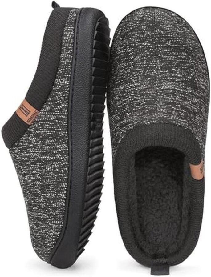 Comfortabele gebreide wollen pantoffels met traagschuim voor heren Zwart