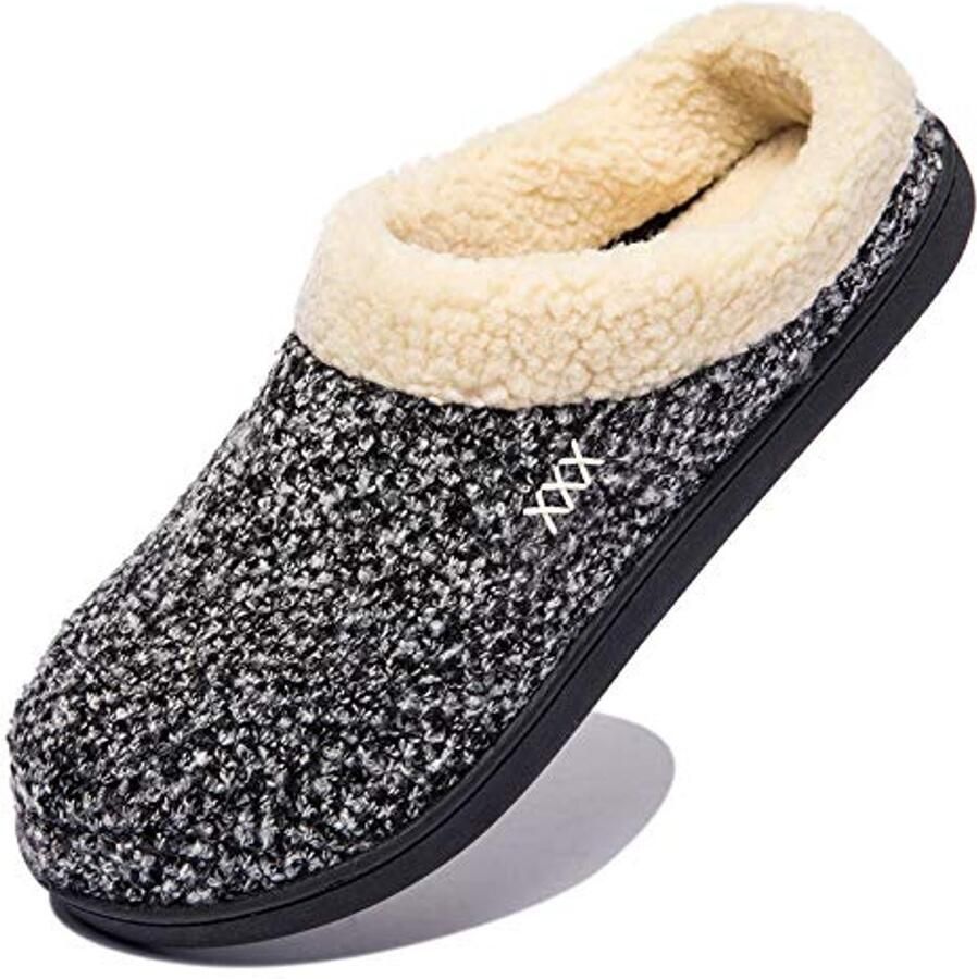 Comfortabele Geheugenfoam Slippers voor Dames Zachte Pluche Lamswollen Slippers voor Binnen en Buiten