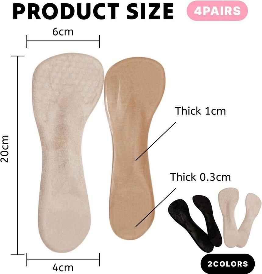 Comfortabele Gelzolen voor Hakken en Sandalen 2 Paar Antislip en Hechting Verlicht Voetpijn en Vermoeidheid Universele Pasvorm