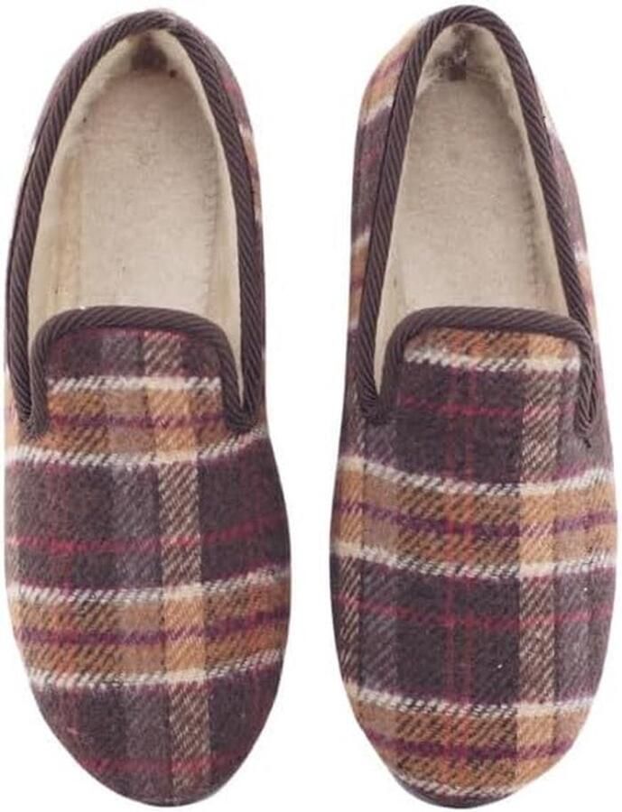 Comfortabele geruite heren pantoffels met traditioneel design