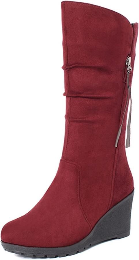 Comfortabele Halfhoge Dameslaarzen met Plateauzool voor Warmte