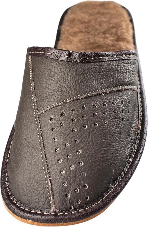 Comfortabele Handgemaakte Herenslippers van Natuurlijk Leer met Flexibele Anti-slip Zool