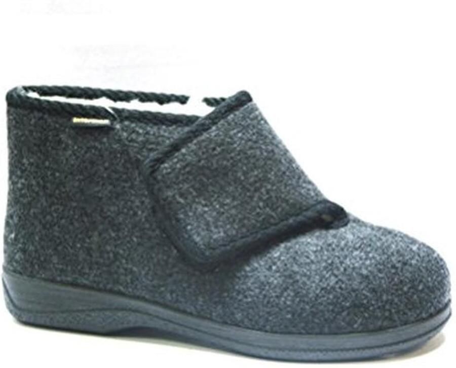 Comfortabele Heren Klittenband Pantoffels met Scheerwol Zwart