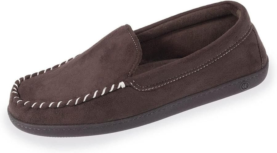 Comfortabele Heren Mocassin Pantoffels met Gestikte Rand Bruin