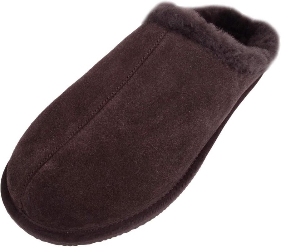 Comfortabele Heren Muiltjes van Echt Suède en Schapenvacht met Rubberzool