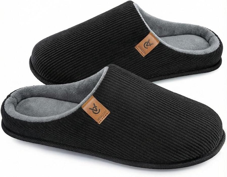 Comfortabele Heren Pantoffels Corduroy Instapper met Traagschuim Binnenschoenen