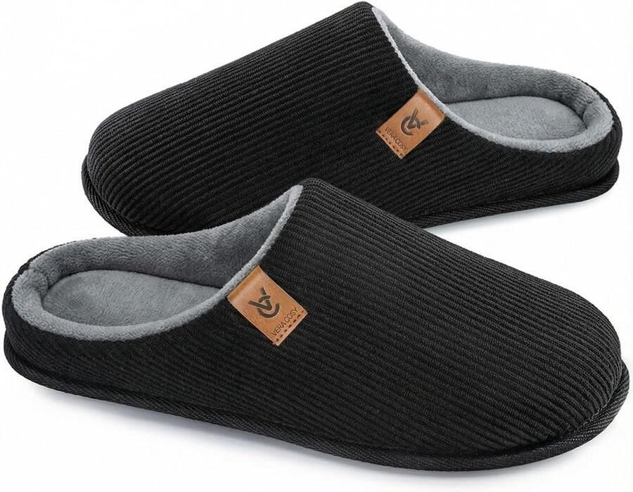 Comfortabele Heren Pantoffels Corduroy Instapper met Traagschuim Binnenschoenen