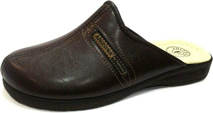 Comfortabele Heren Pantoffels Kunstleer Donkerbruin