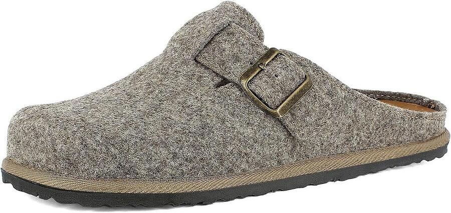 Comfortabele Heren Pantoffels met Gesp en Uitneembaar Leer Voetbed