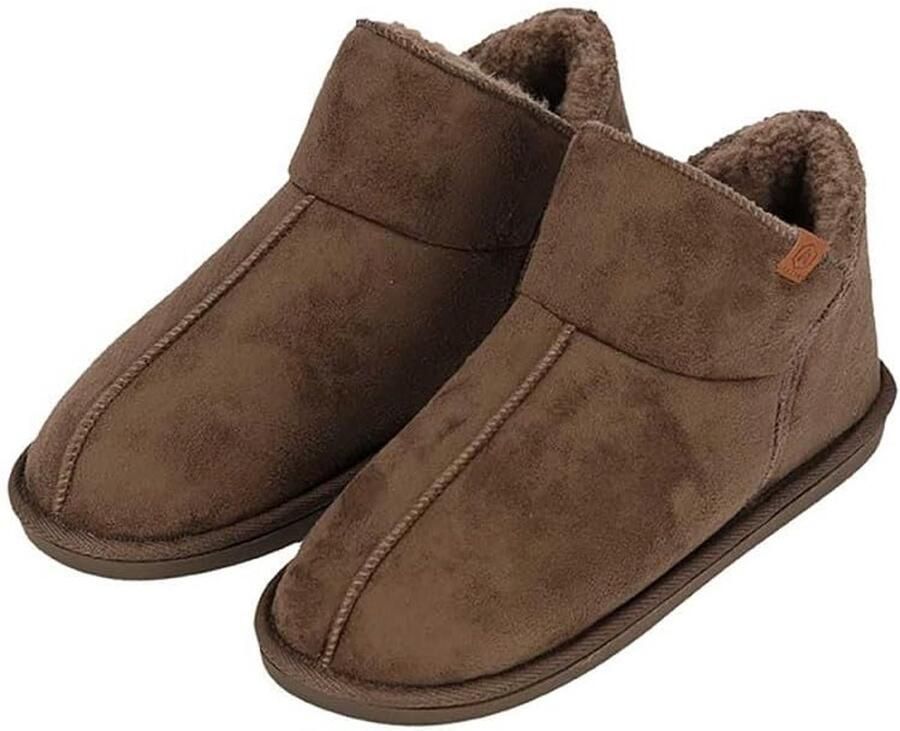 Comfortabele Heren Pantoffels Suède Look Hoge Instap & Antislip Zool t m