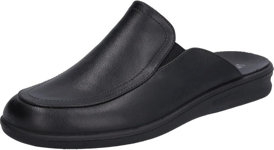 Comfortabele Heren Pantoffels van Leer met PU-Zool Zwart