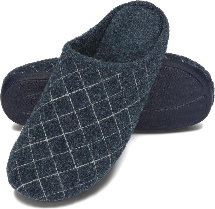 Comfortabele Heren Pantoffels van Vilt met Flexibele Rubberen Zool t m